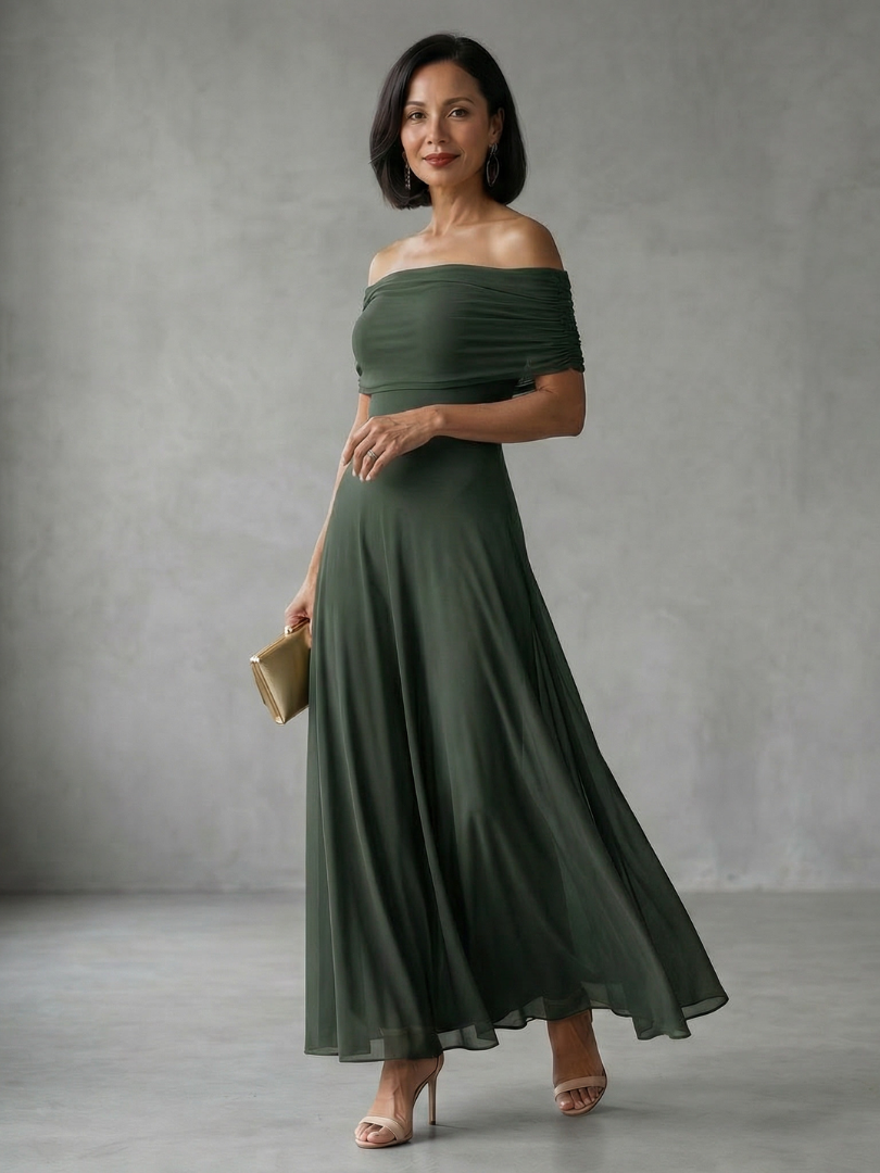 Abito Midi con Scollo Bardot