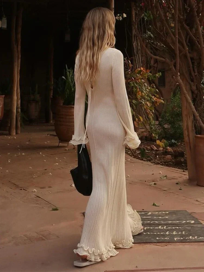 Abito Lungo Bianco a Sirena
