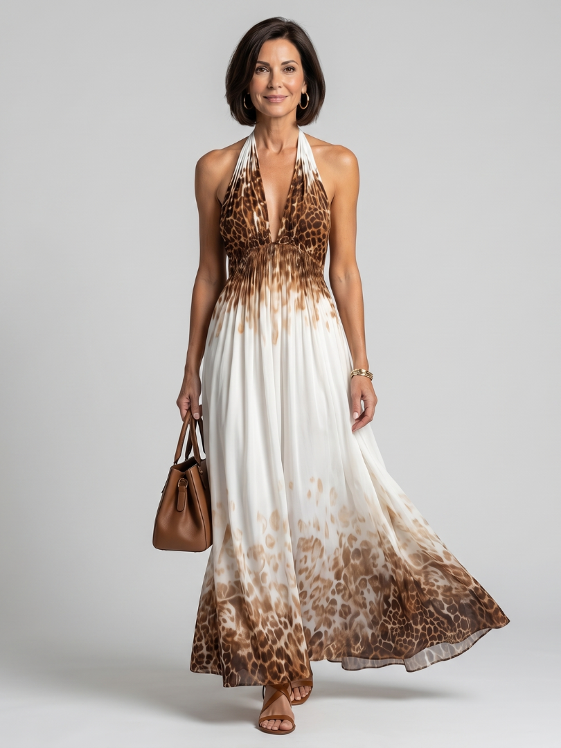 Vestito Midi Floreale Bianco