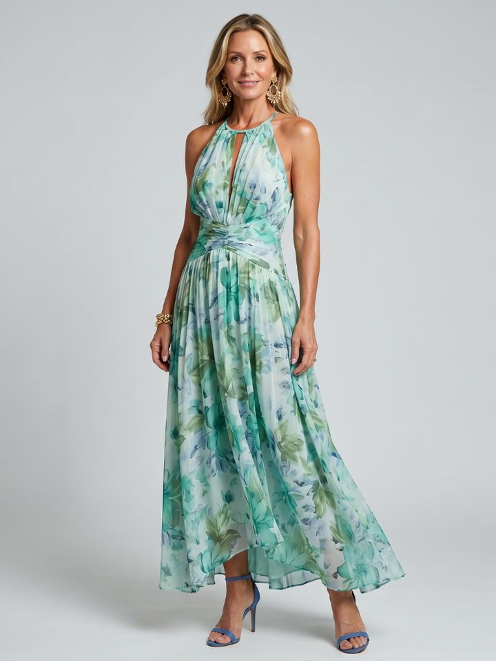 Abito Midi Verde con Scollo Halter