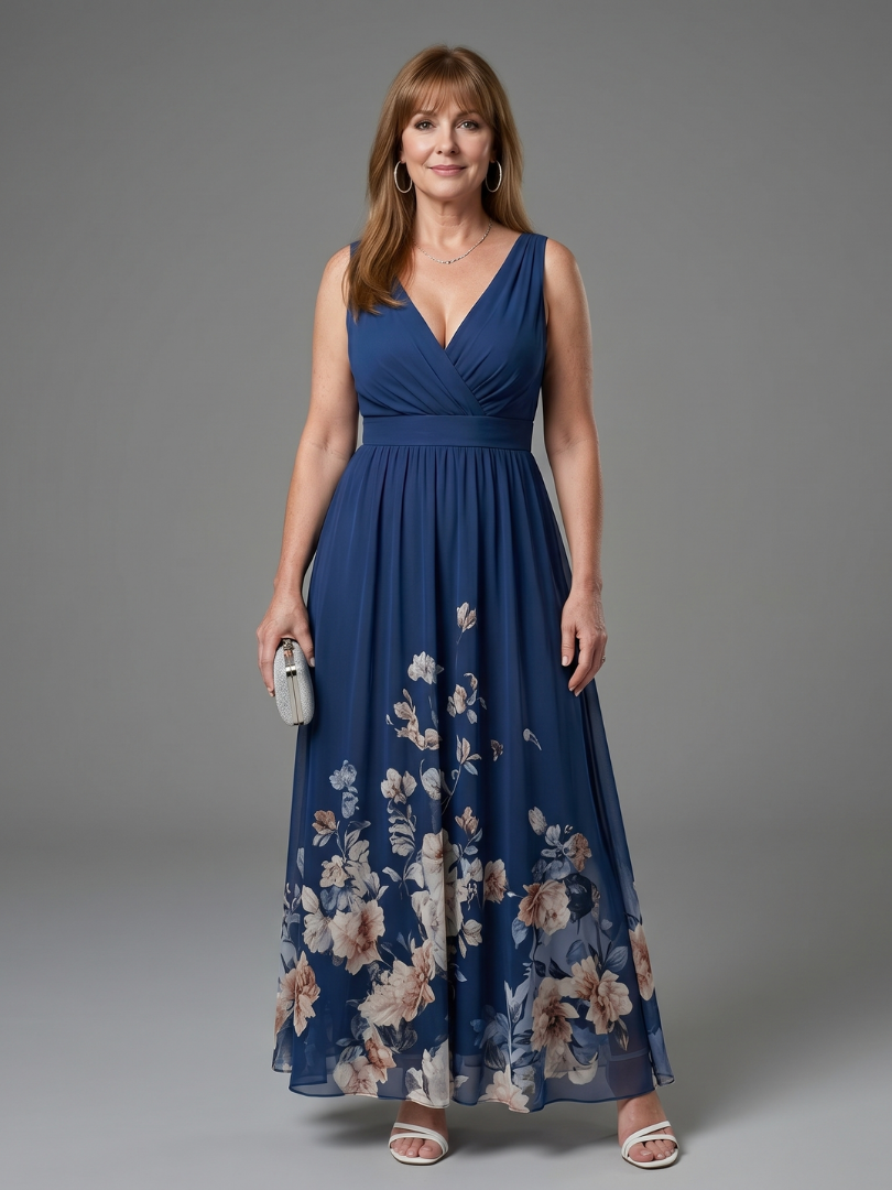 Abito Midi con Bordo Floreale