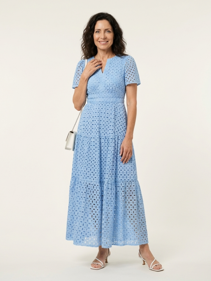 Abito Midi Azzurro Traforato