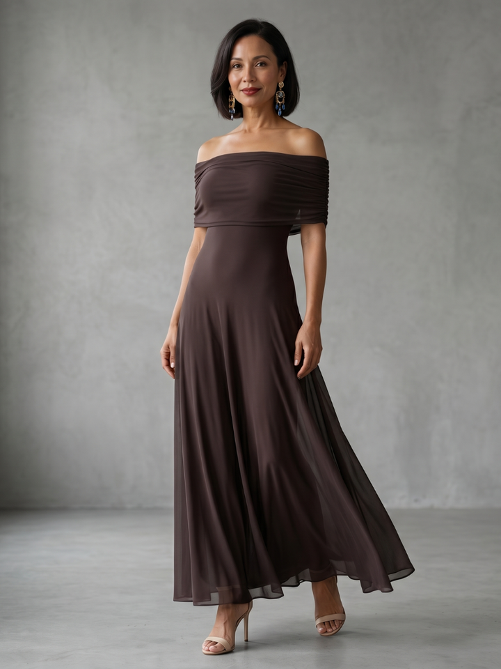 Abito Midi con Scollo Bardot