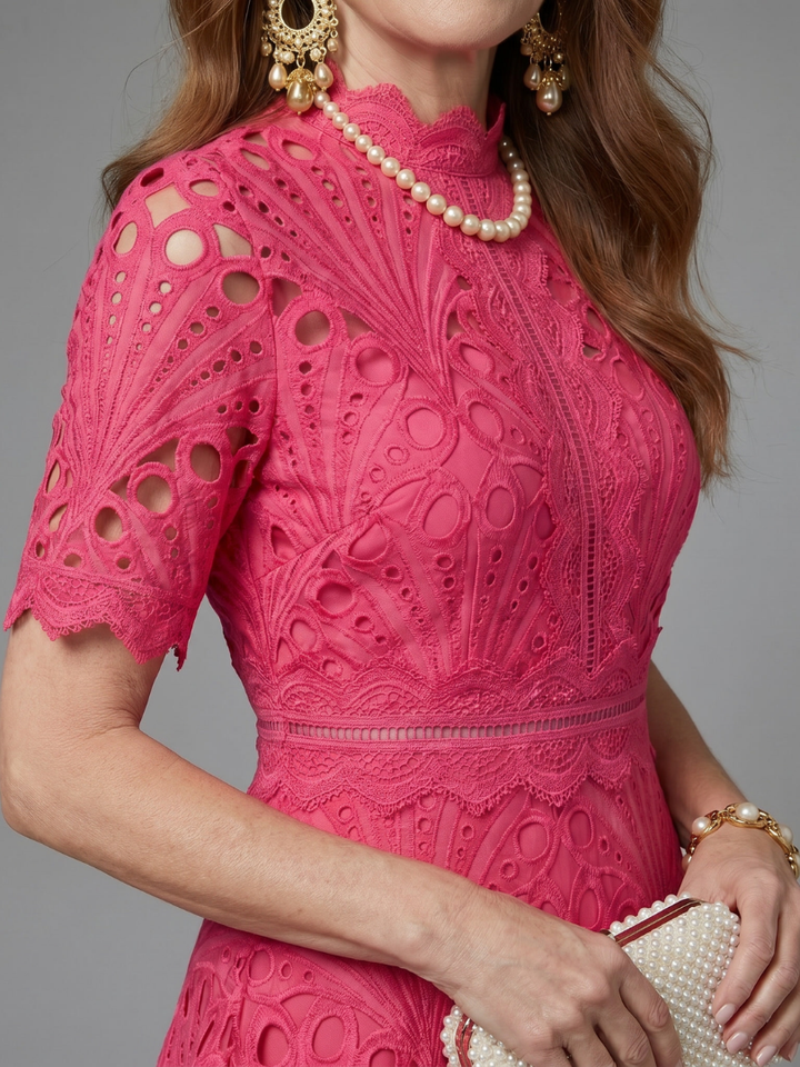Abito Midi Fucsia Traforato