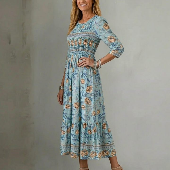 Abito Midi Floreale Azzurro