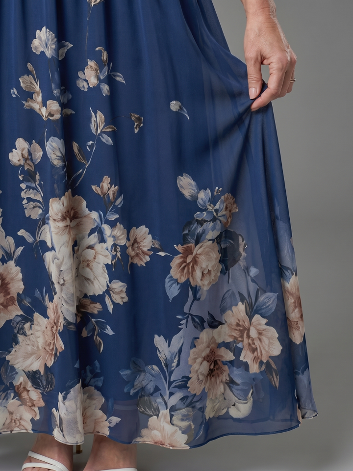 Abito Midi con Bordo Floreale