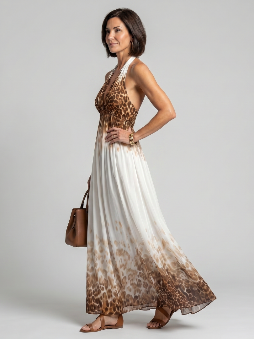 Vestito Midi Floreale Bianco