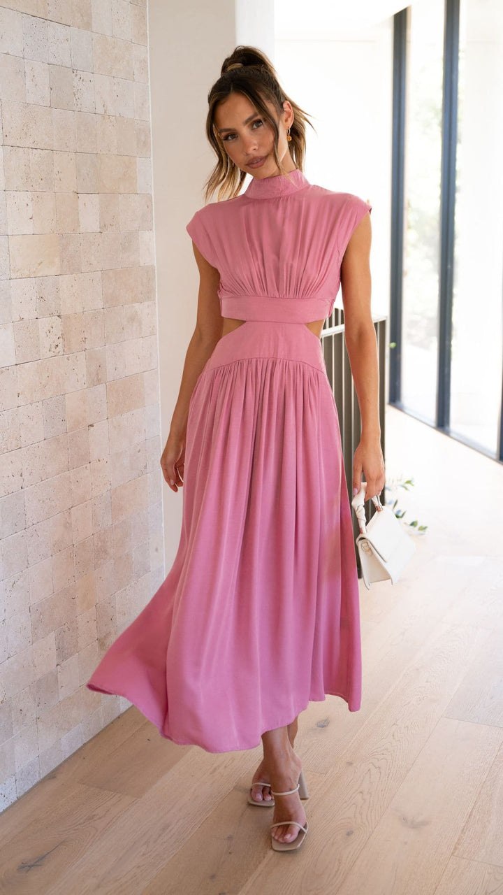 Abito Midi Rosa con Cut-Out