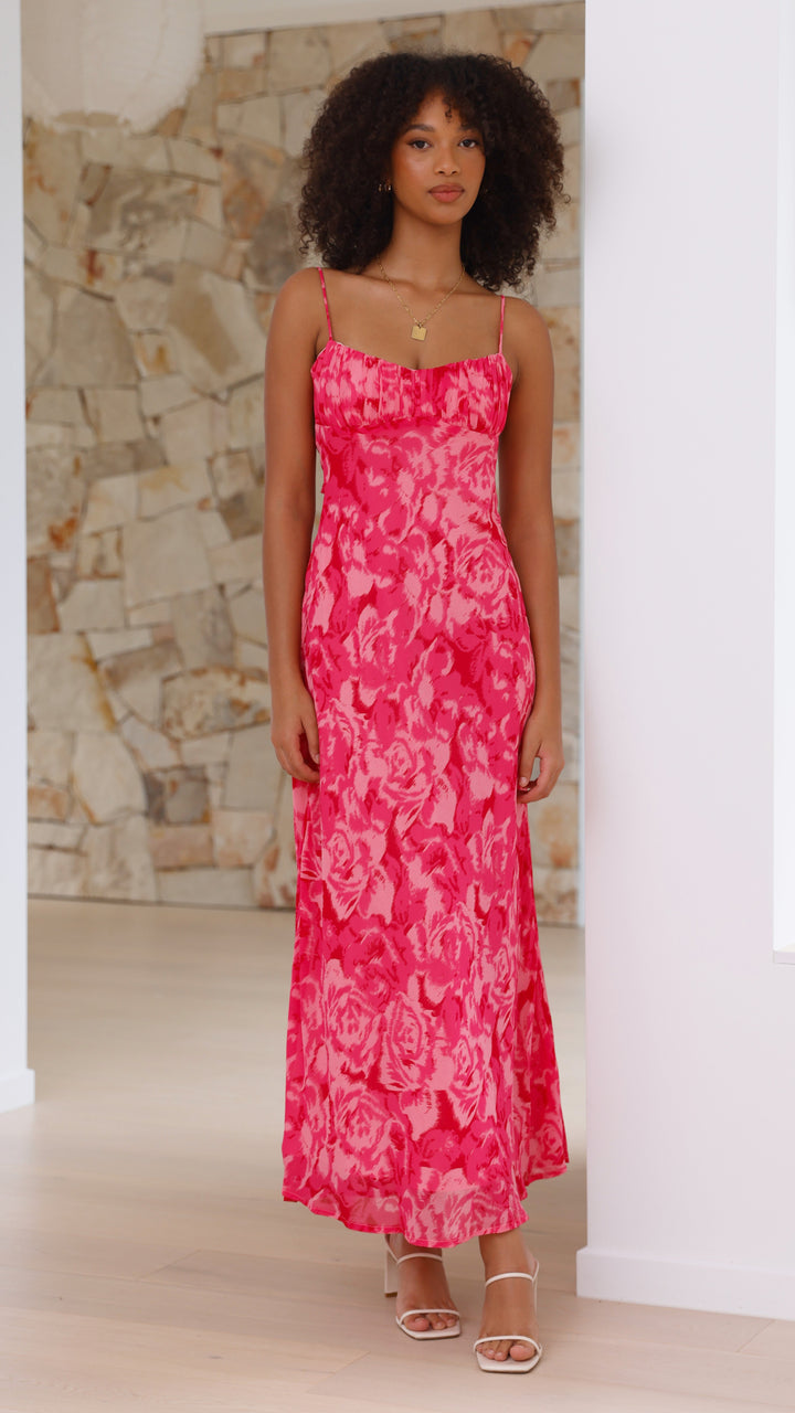 Abito Midi Rosa a Fiori