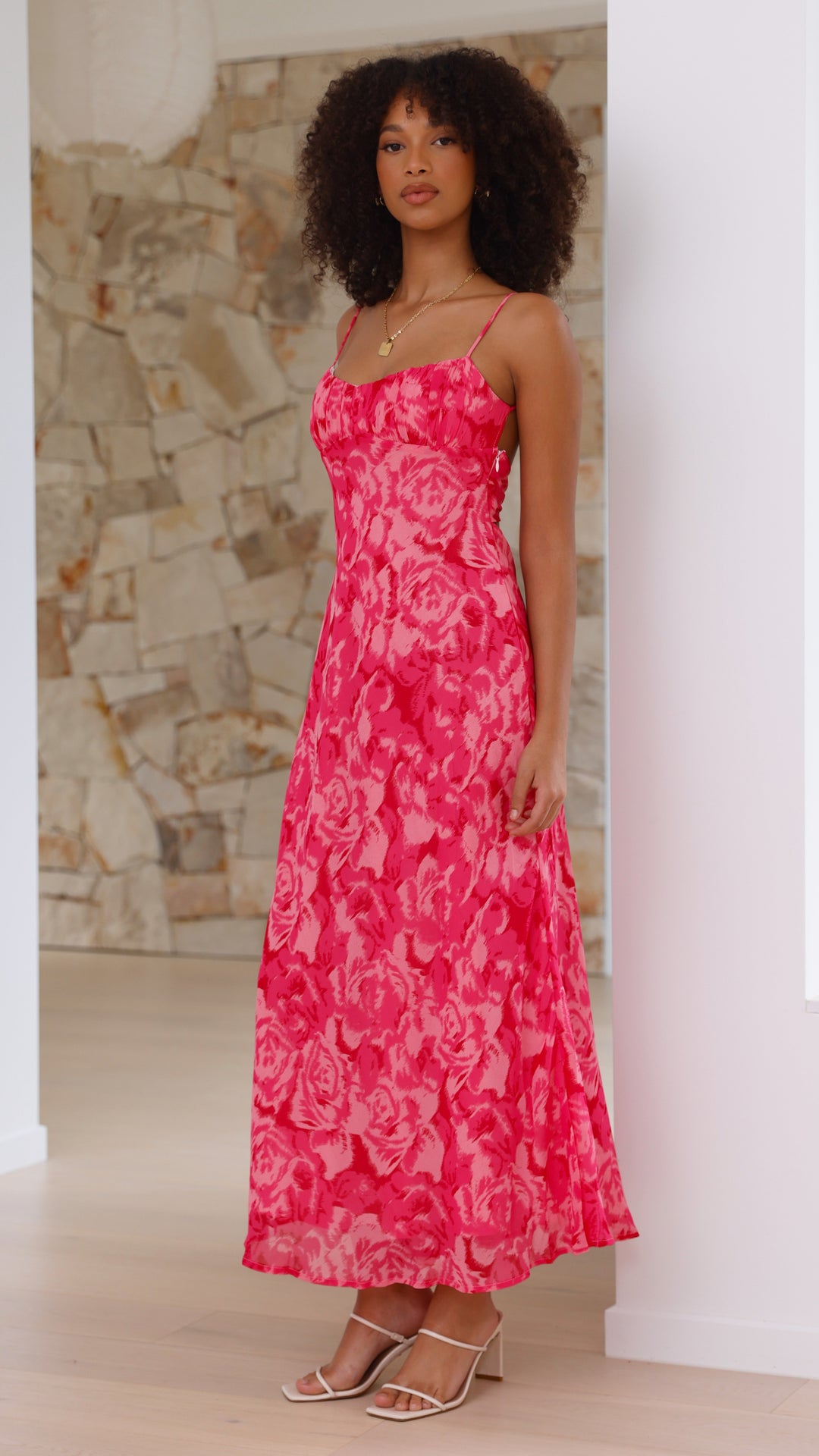Abito Midi Rosa a Fiori