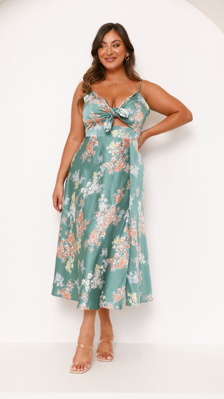 Abito Midi Floreale con Cut-Out