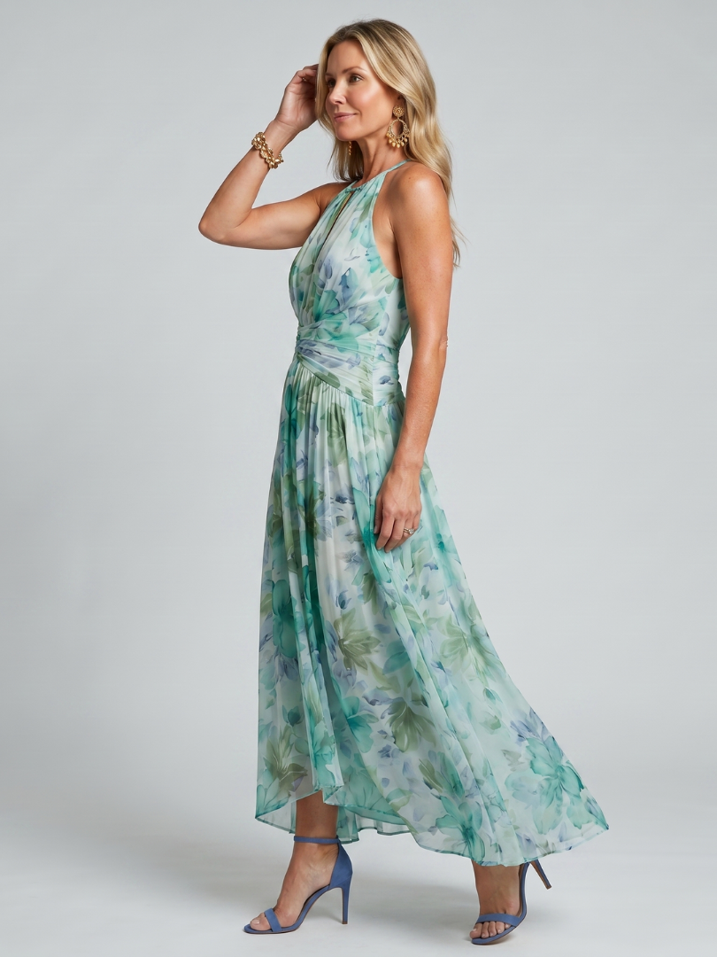 Abito Midi Verde con Scollo Halter