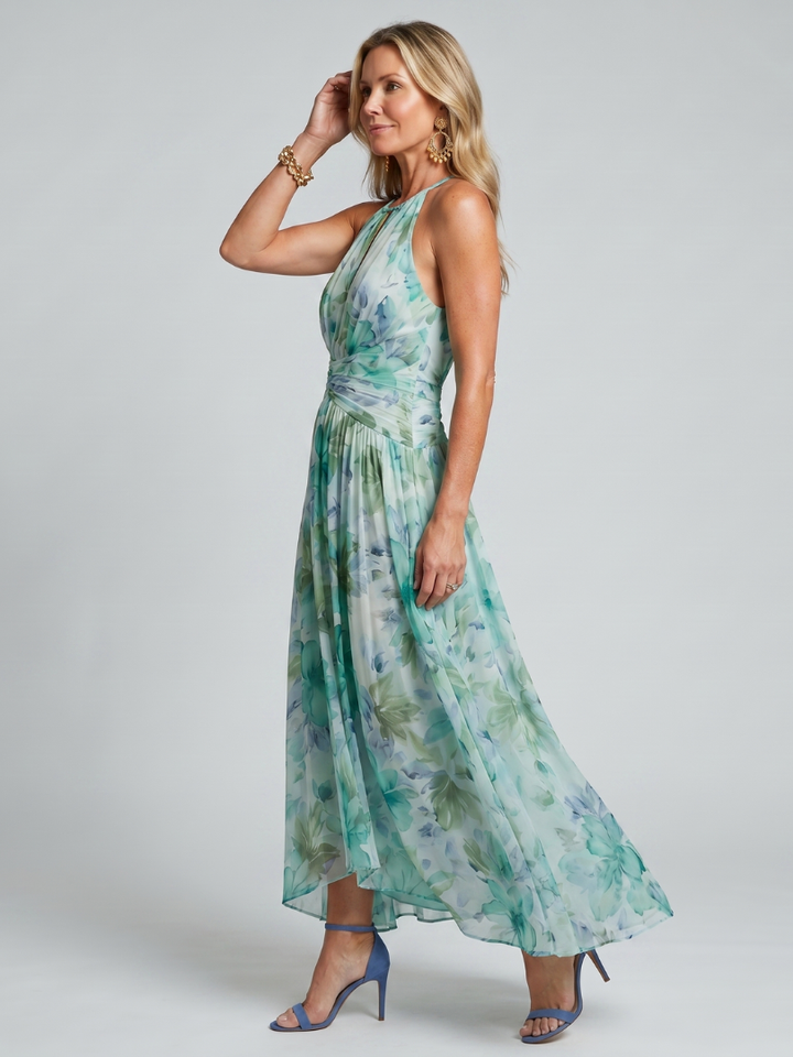Abito Midi Verde con Scollo Halter