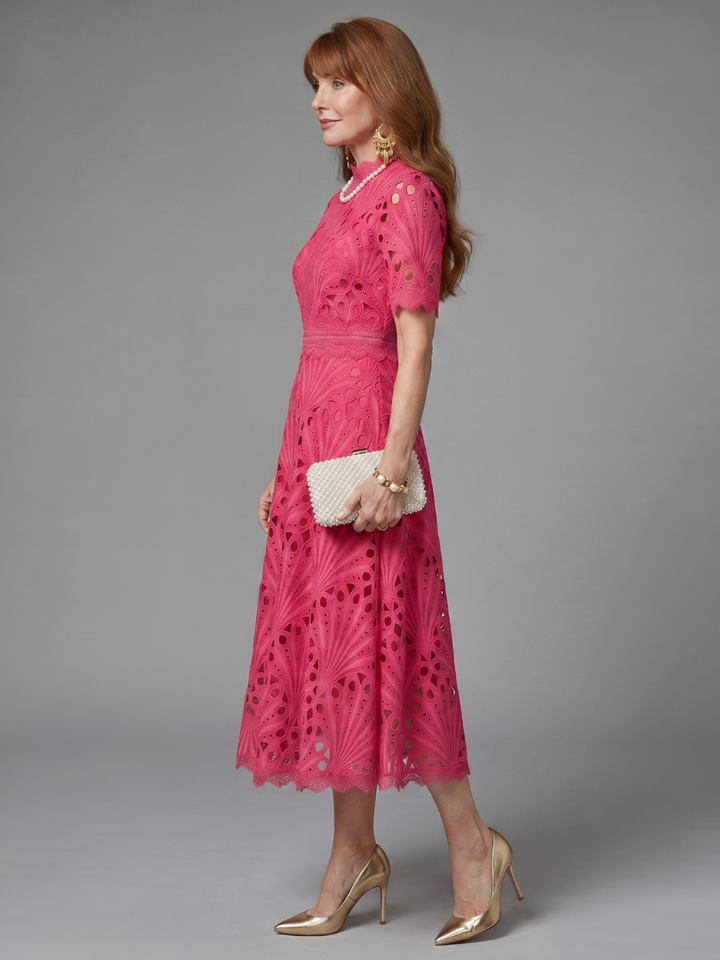 Abito Midi Fucsia Traforato