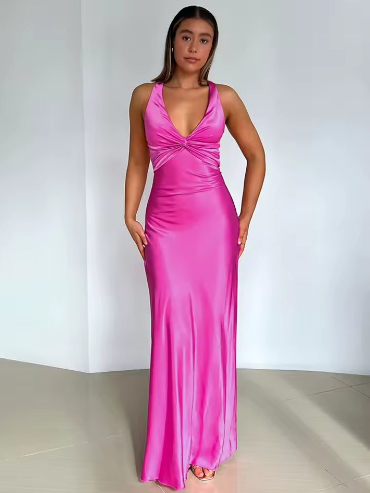 Abito Lungo Elegante con Nodo