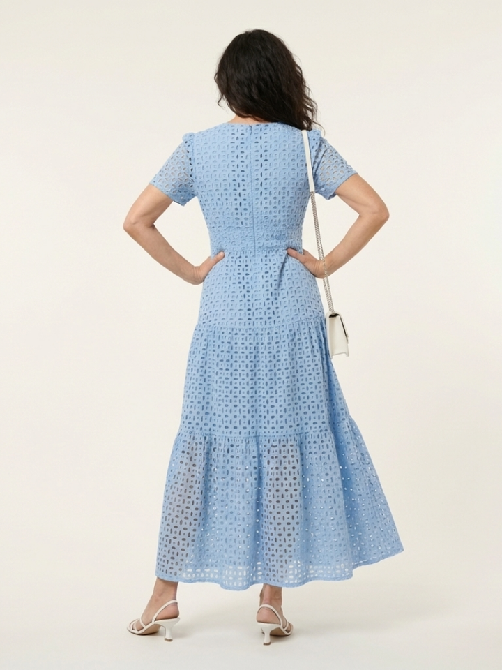 Abito Midi Azzurro Traforato
