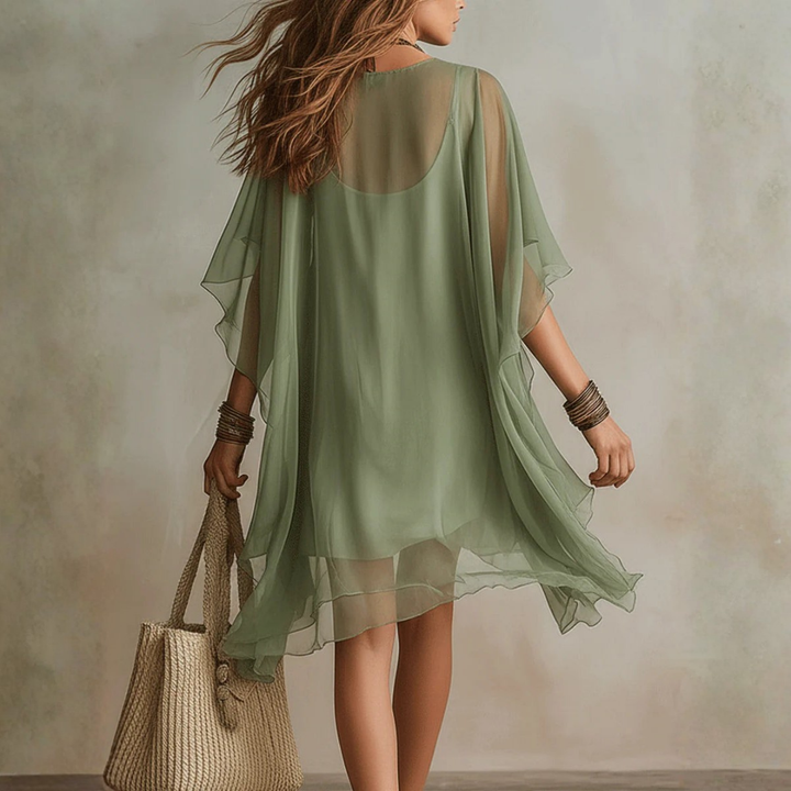 Abito Corto a Strati Verde