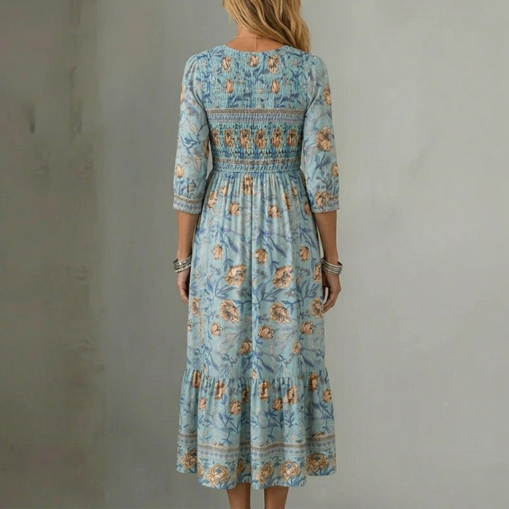 Abito Midi Floreale Azzurro