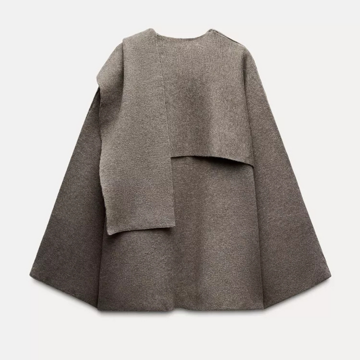 Cappotto a Mantella con Collo Drappeggiato