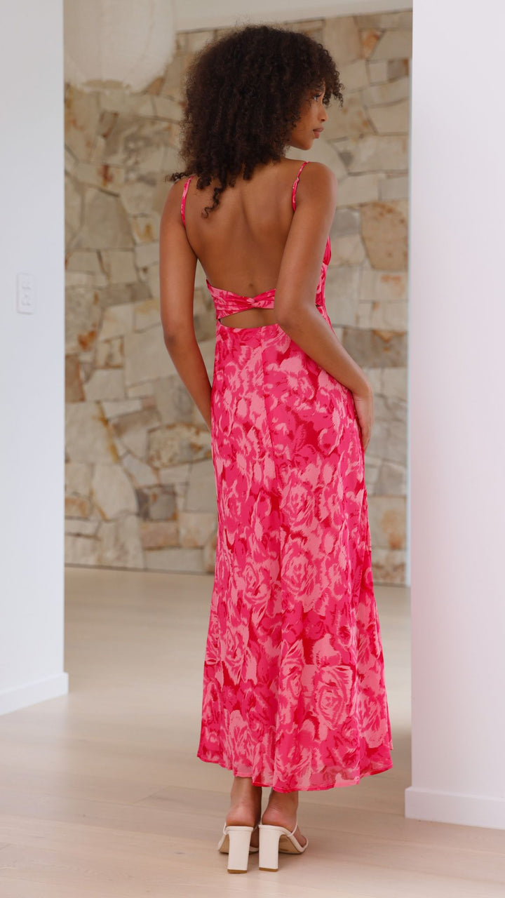 Abito Midi Rosa a Fiori