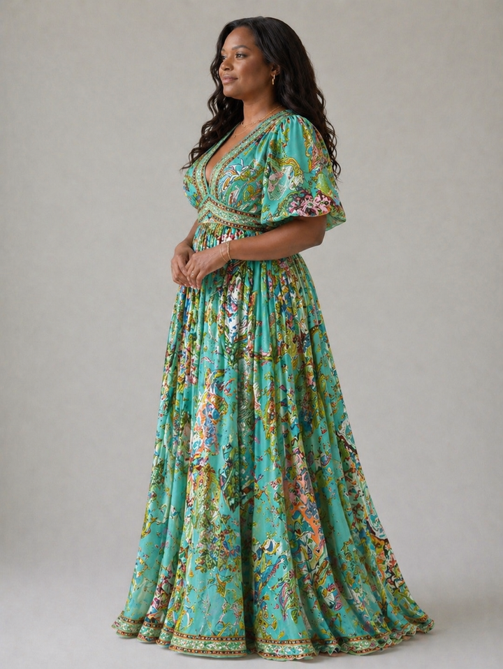 Abito Lungo Stampa Paisley
