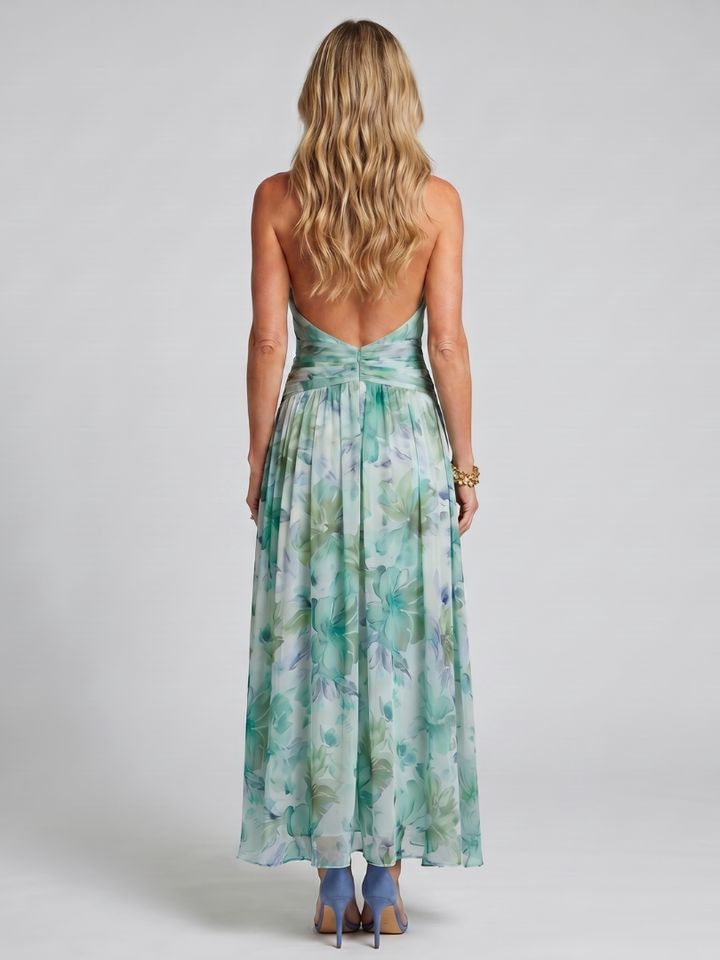 Abito Midi Verde con Scollo Halter