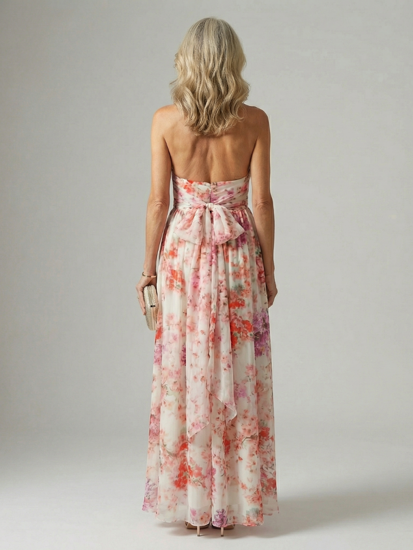 Abito Maxi Floreale con Collo Alto