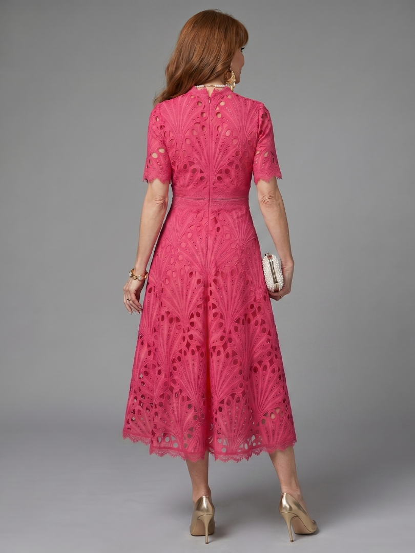 Abito Midi Fucsia Traforato