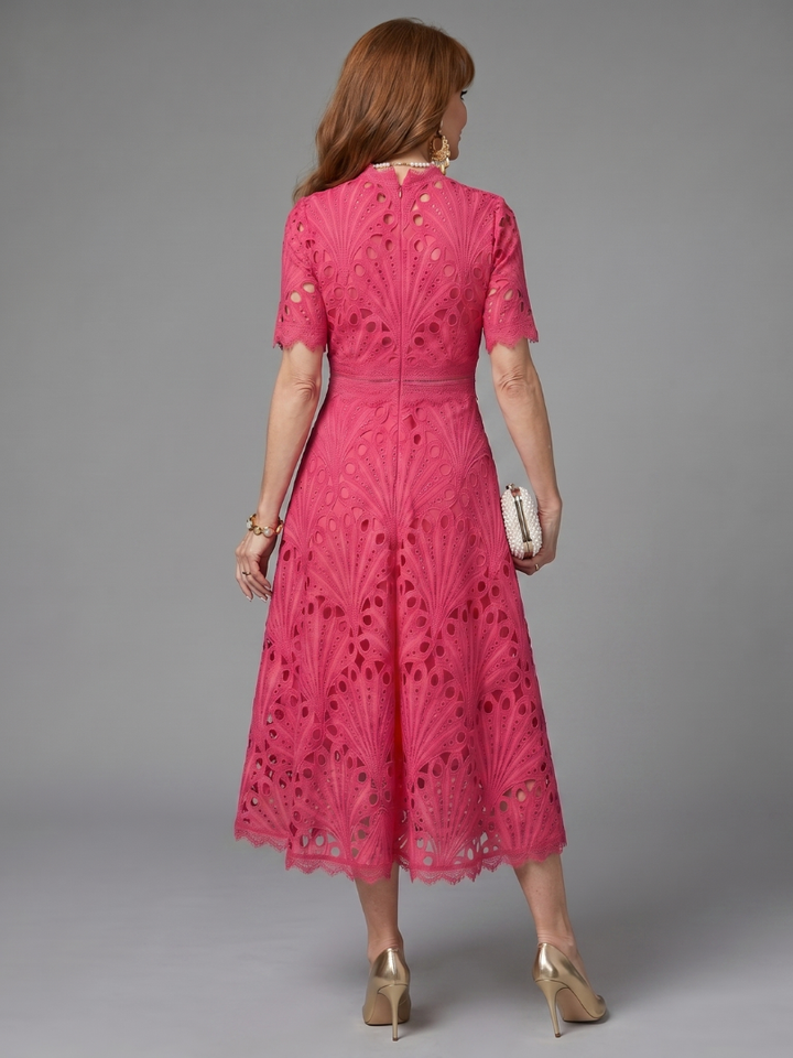 Abito Midi Fucsia Traforato