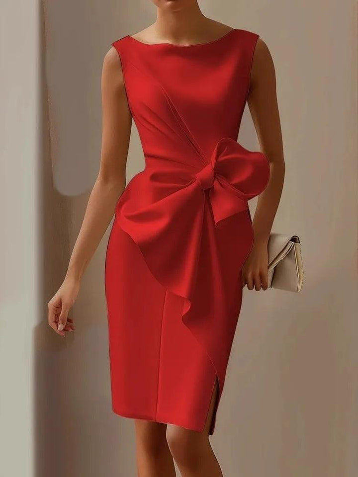 Abito Midi Elegante con Fiocco