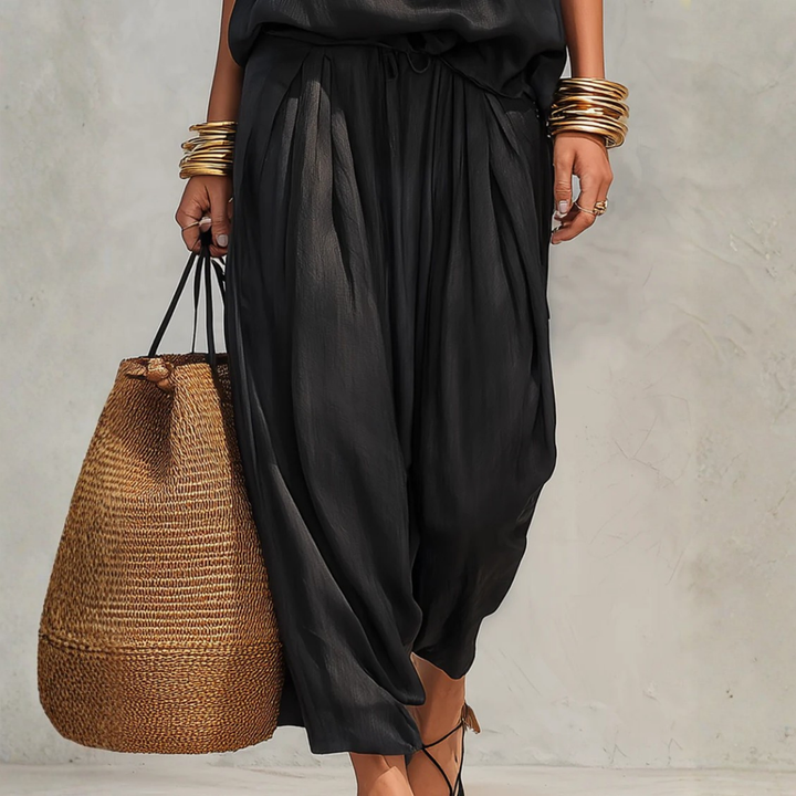 Completo Nero con Top Drappeggiato