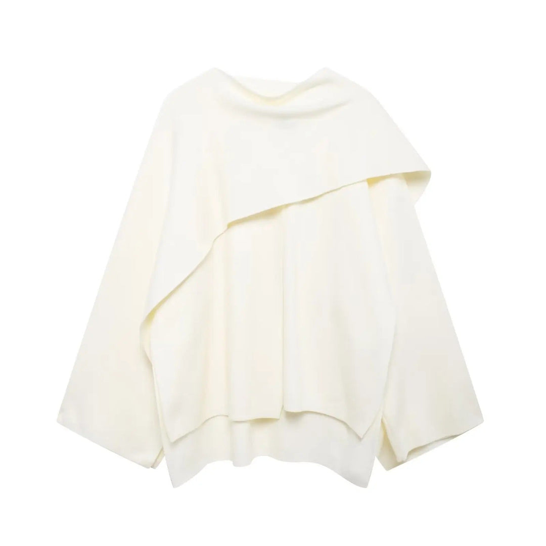 Cappotto a Mantella con Collo Drappeggiato