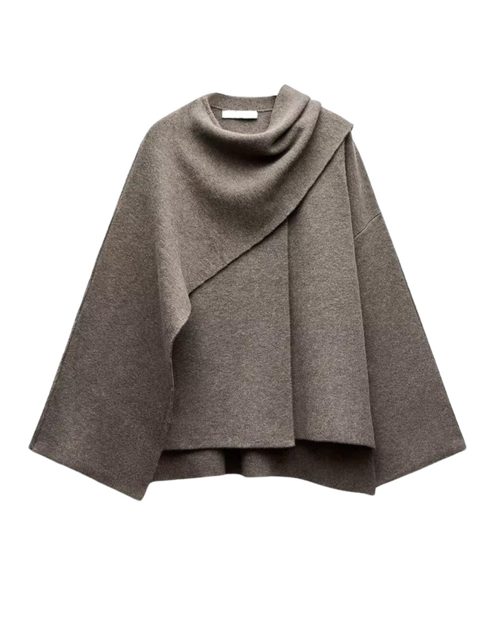 Cappotto a Mantella con Collo Drappeggiato