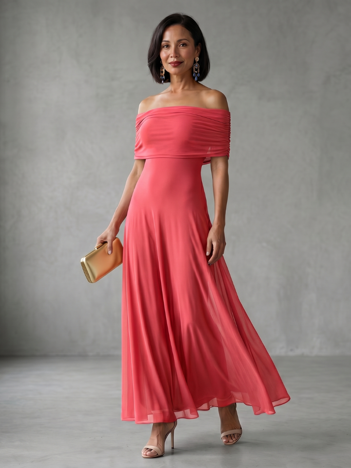 Abito Midi con Scollo Bardot