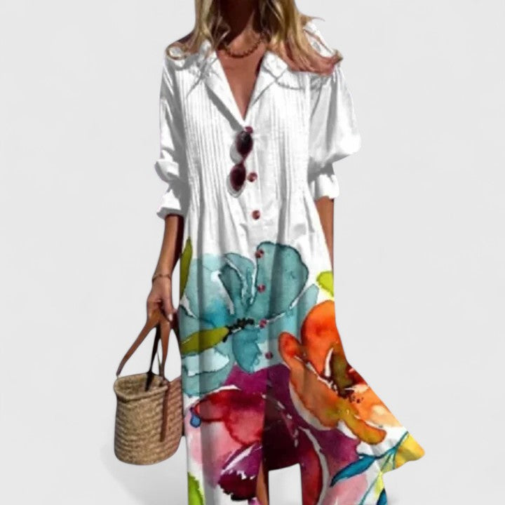 Abito Lungo a Camicia Fantasia