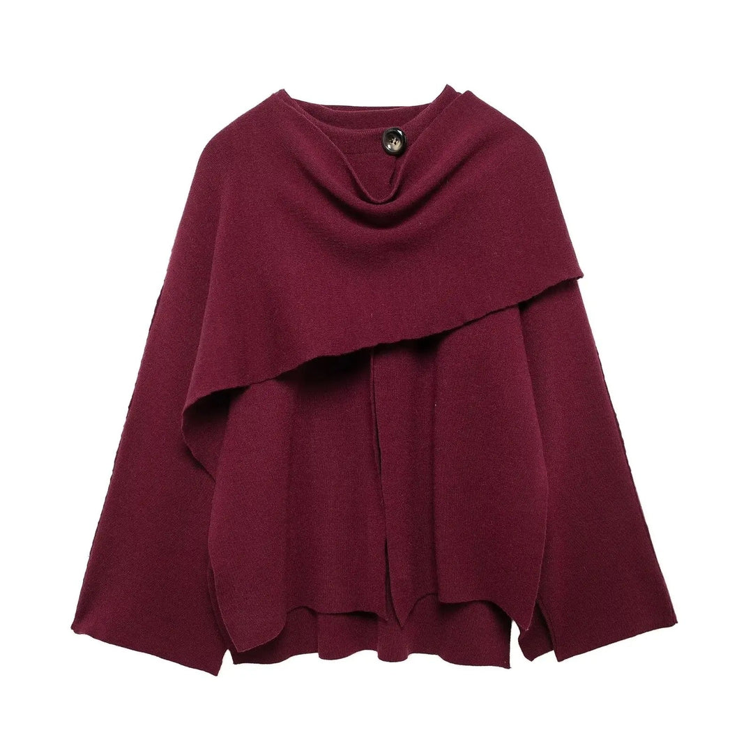 Cappotto a Mantella con Collo Drappeggiato