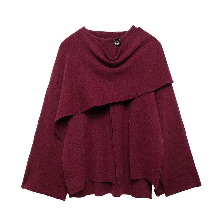 Cappotto a Mantella con Collo Drappeggiato