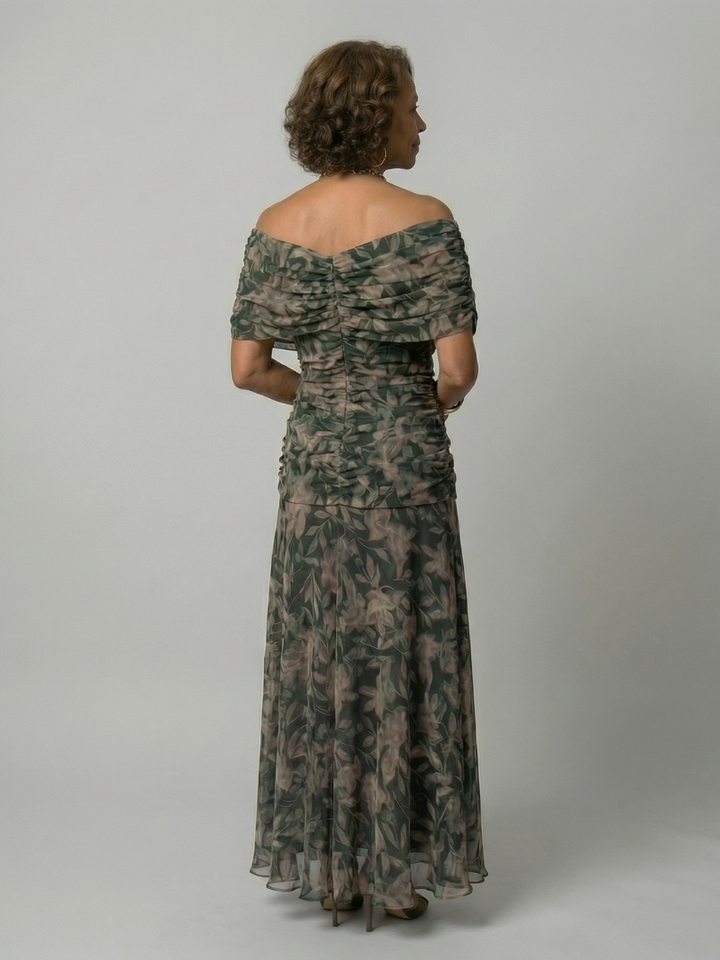 Abito Midi Floreale Drappeggiato