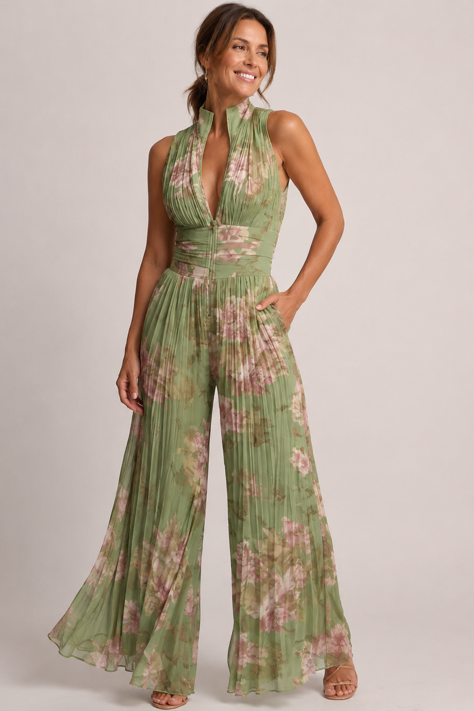 Completo Pantalone Plissettato Floreale