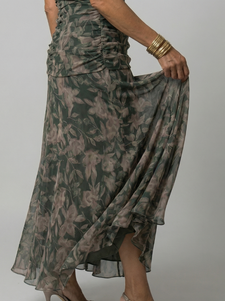 Abito Midi Floreale Drappeggiato