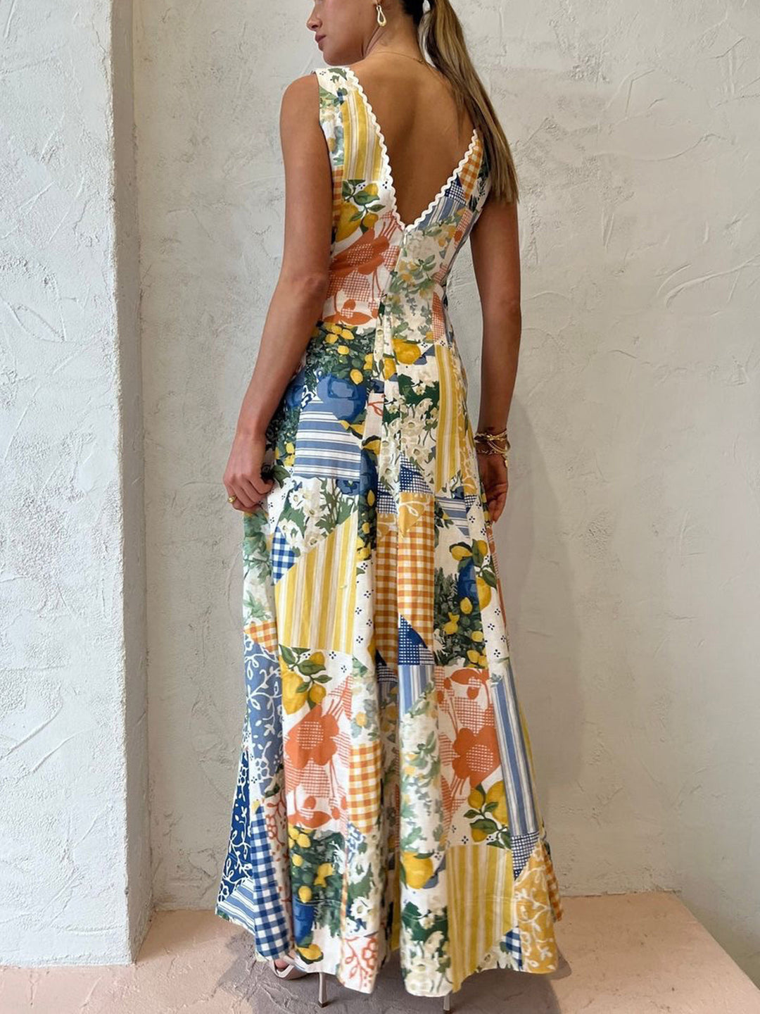 Abito Maxi a Fantasia Patchwork