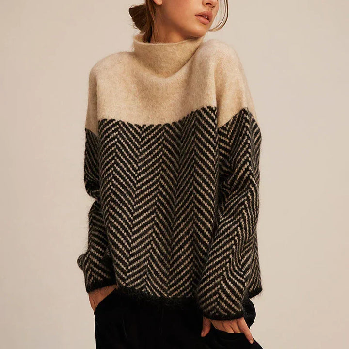 Maglione a Collo Alto Bicolore