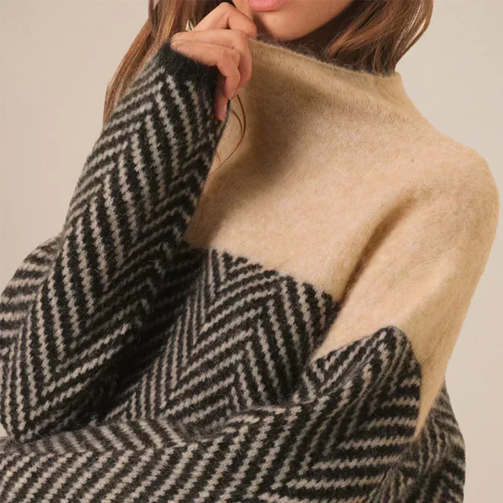 Maglione a Collo Alto Bicolore