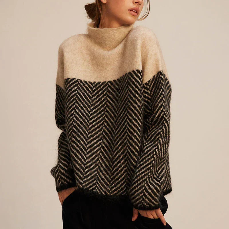 Maglione a Collo Alto Spigato