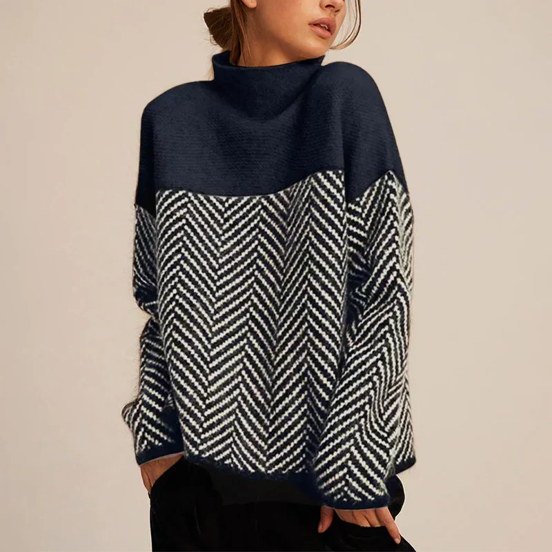 Maglione a Collo Alto Bicolore