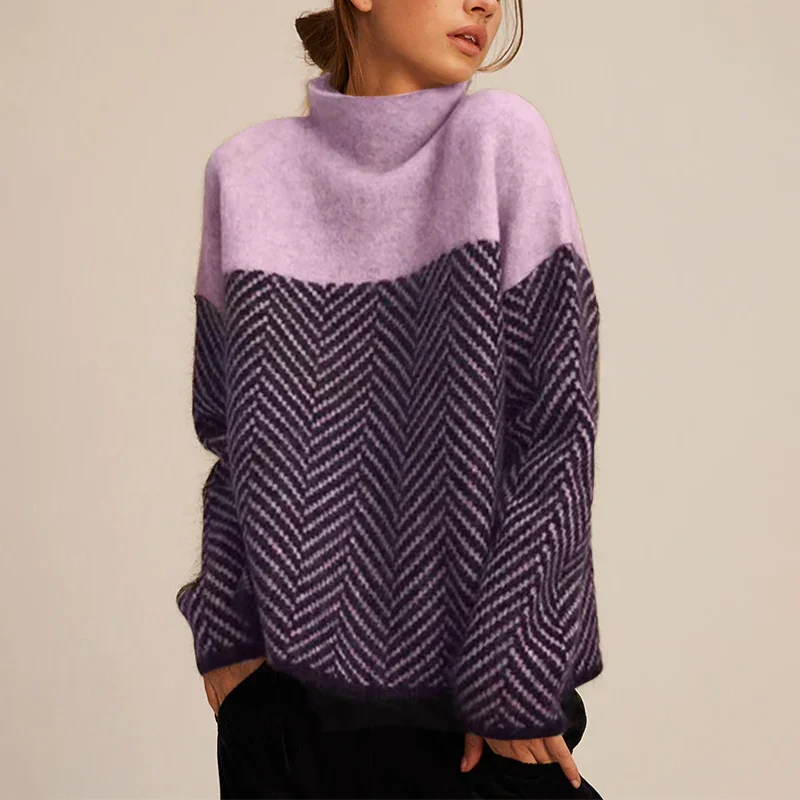 Maglione a Collo Alto Bicolore