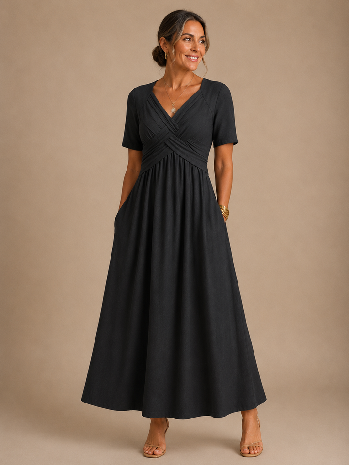 Abito Midi con Busto Drappeggiato