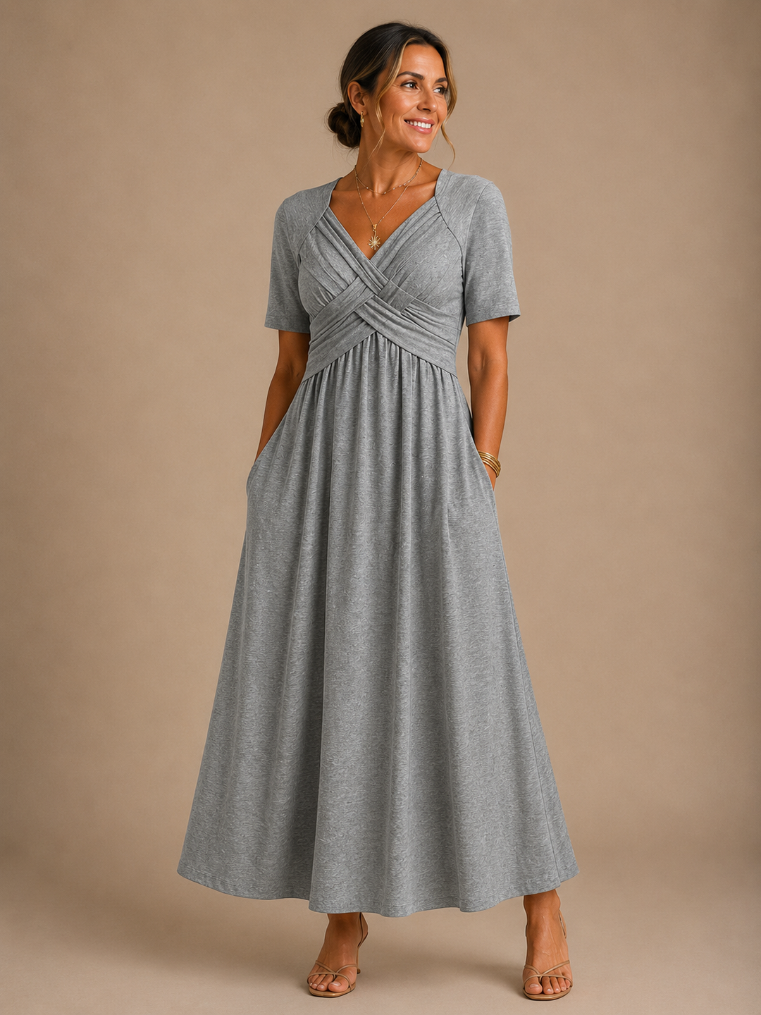 Abito Midi con Busto Drappeggiato