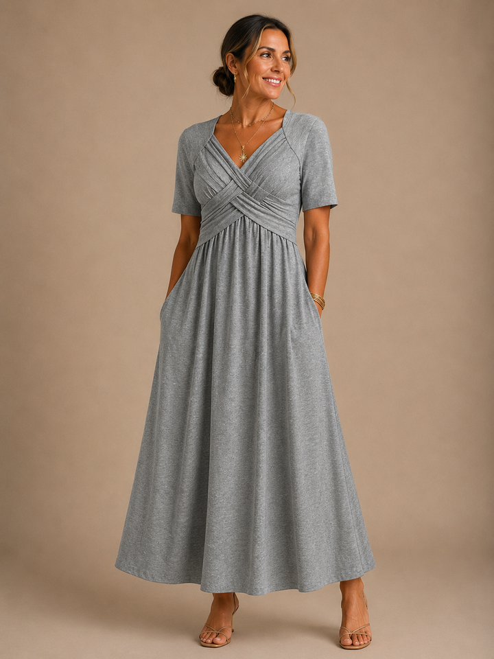 Abito Midi con Busto Drappeggiato