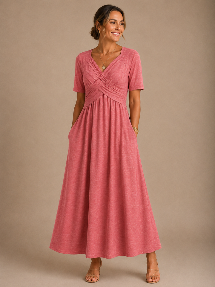 Abito Midi con Busto Drappeggiato